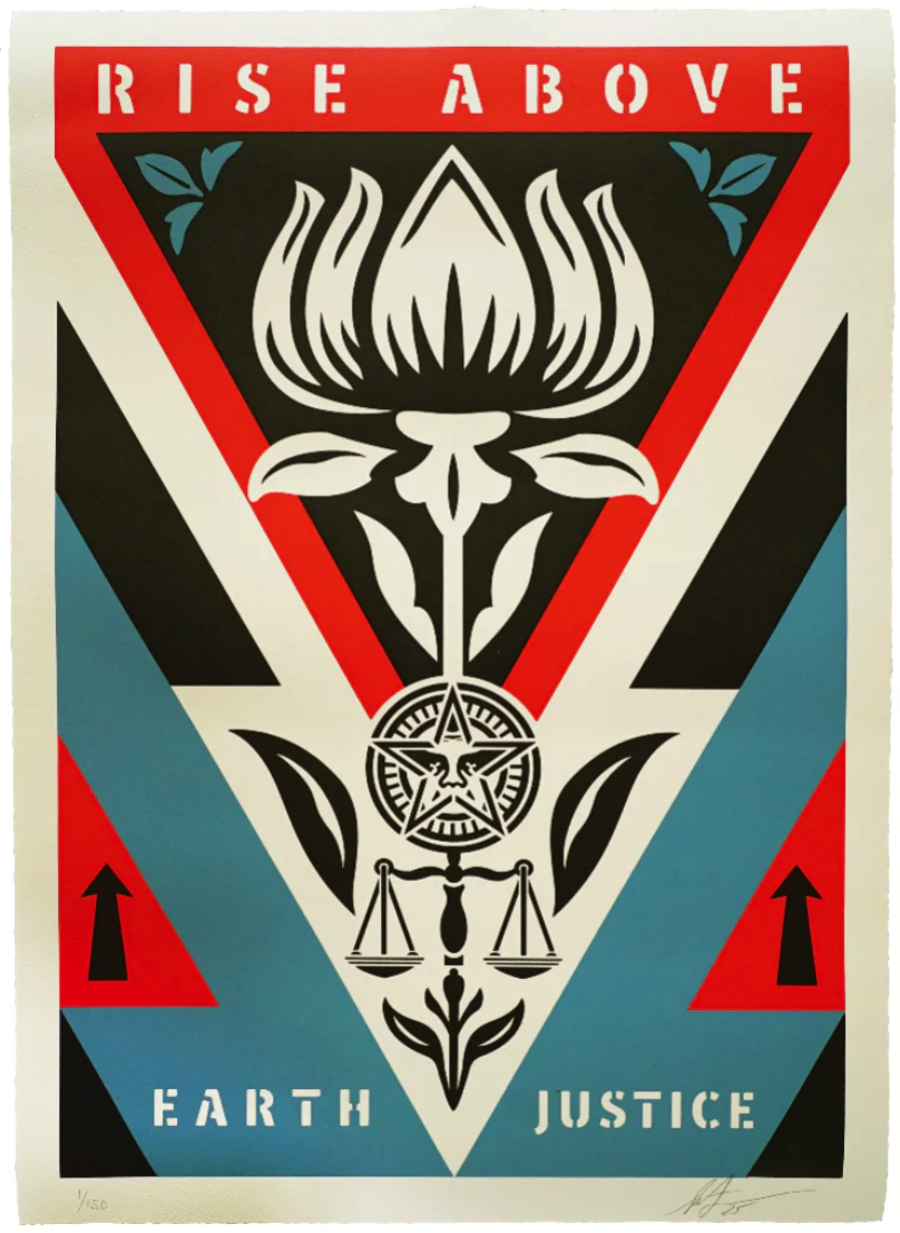 Shepard Fairey Obey 'Rise Above Earth Justice' Blue Print Release Details