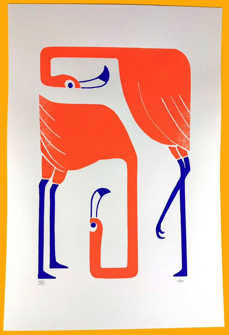 Marine Des Mazery 'Les Flamants Rose' Print Available