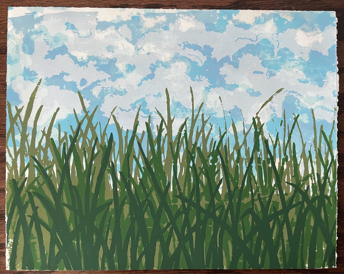 Rhiannon Glazier 'Laying In Grass' White Print Available