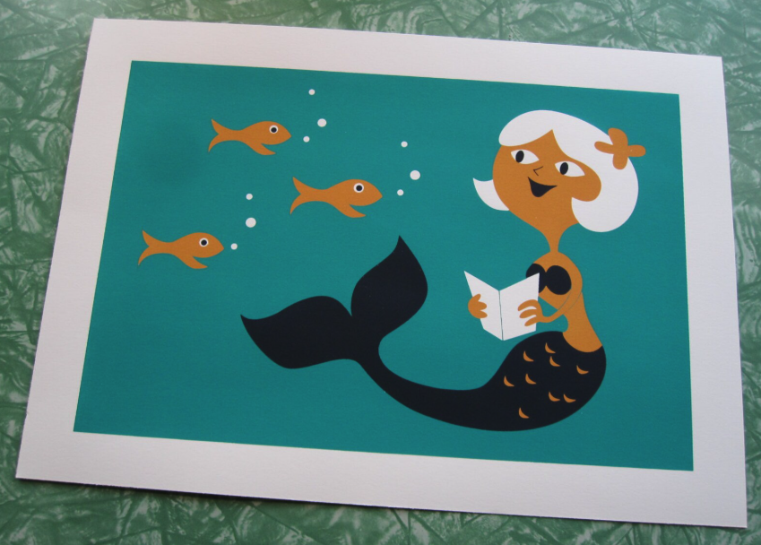 Aqua Boy 'Reading Mermaid' Print Available