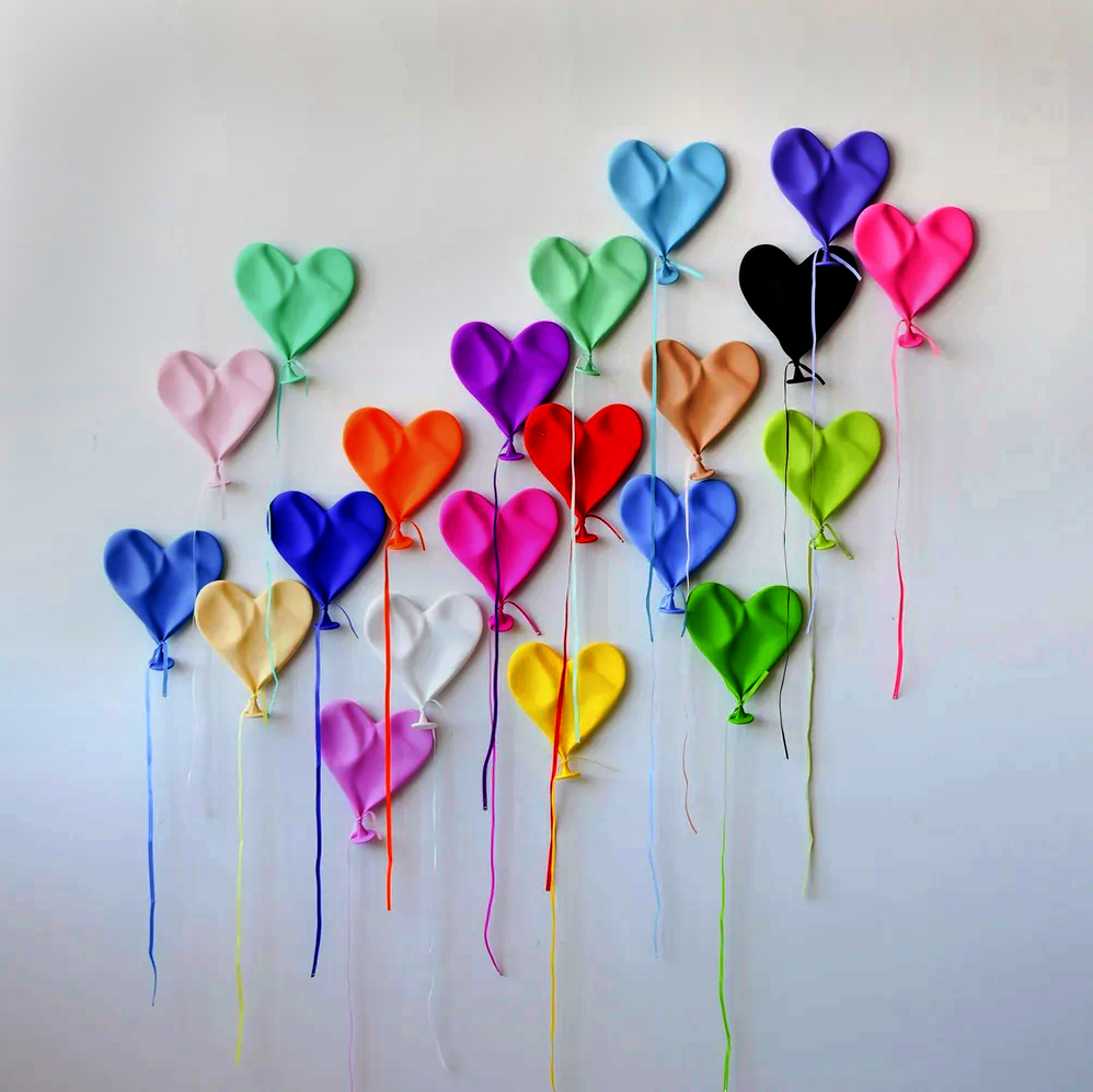 CJ Hendry 'Deflated Heart Balloon' Sculptures Available