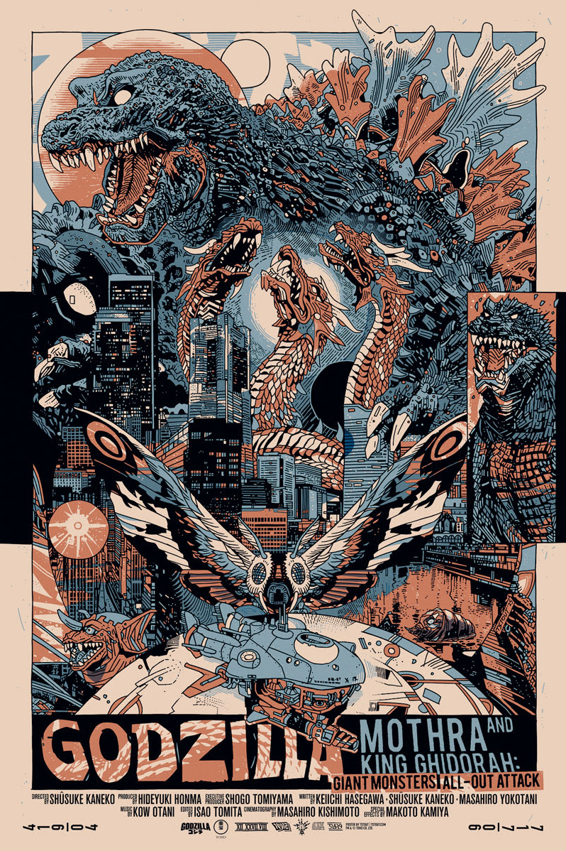 Tyler Stout 'Godzilla vs Mothra and King Ghidorah' Prints Release Details