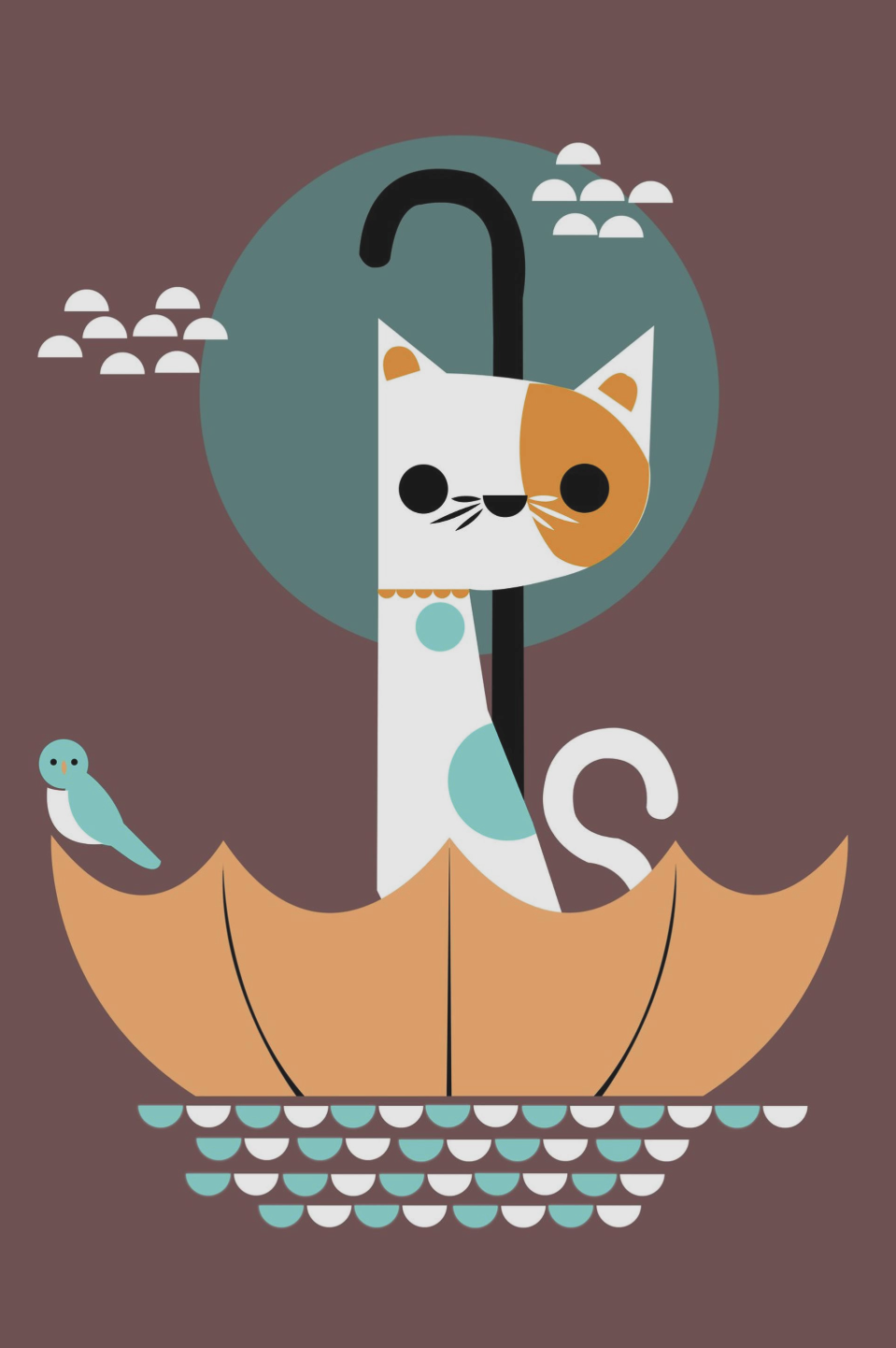 Mandeep Pannu 'Cat Afloat' Print Available