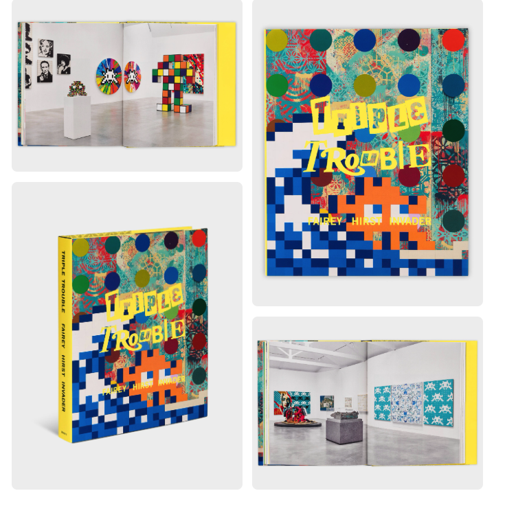 Shepard Fairey, Damien Hirst + Invader 'Triple Trouble' Exhibition Catalogue Available
