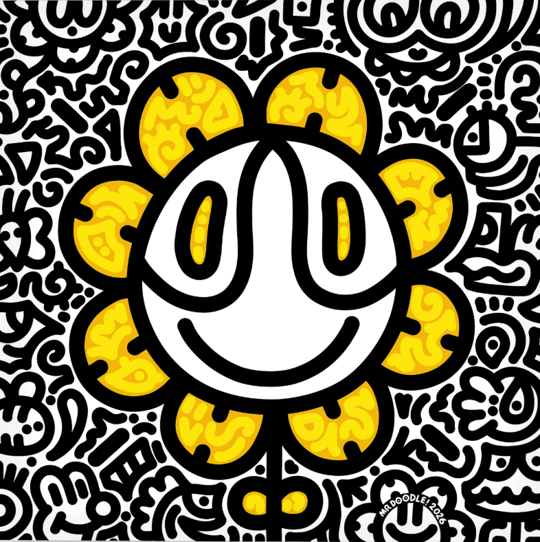 Mr Doodle 'Smiling Sunflower' Print Available