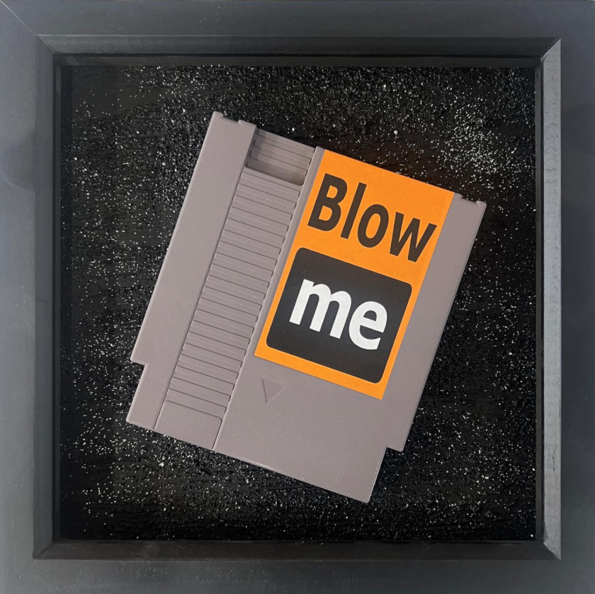 Angus 'Blow Me' Framed Mixed Media Available