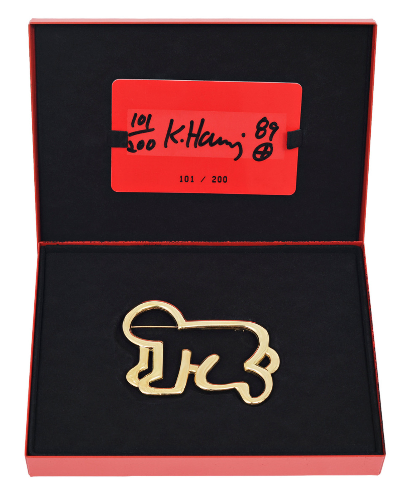 Keith Haring 'Gold Baby' 18K Pin Available