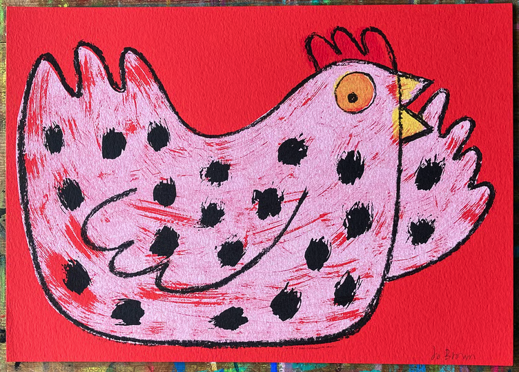 Jo Brown 'Happy Chicken' Print Available