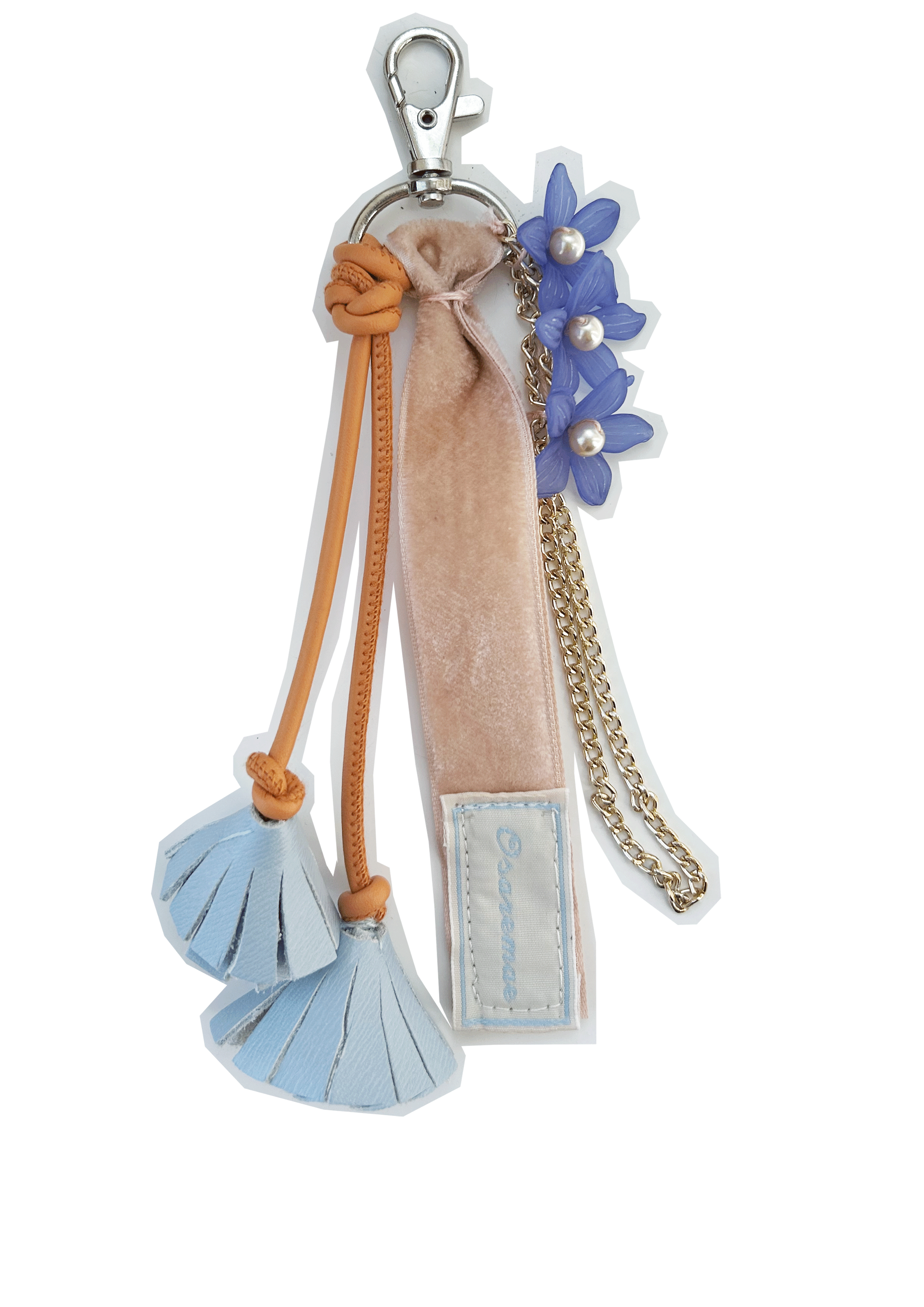 PEACH Beaded and leather keyring