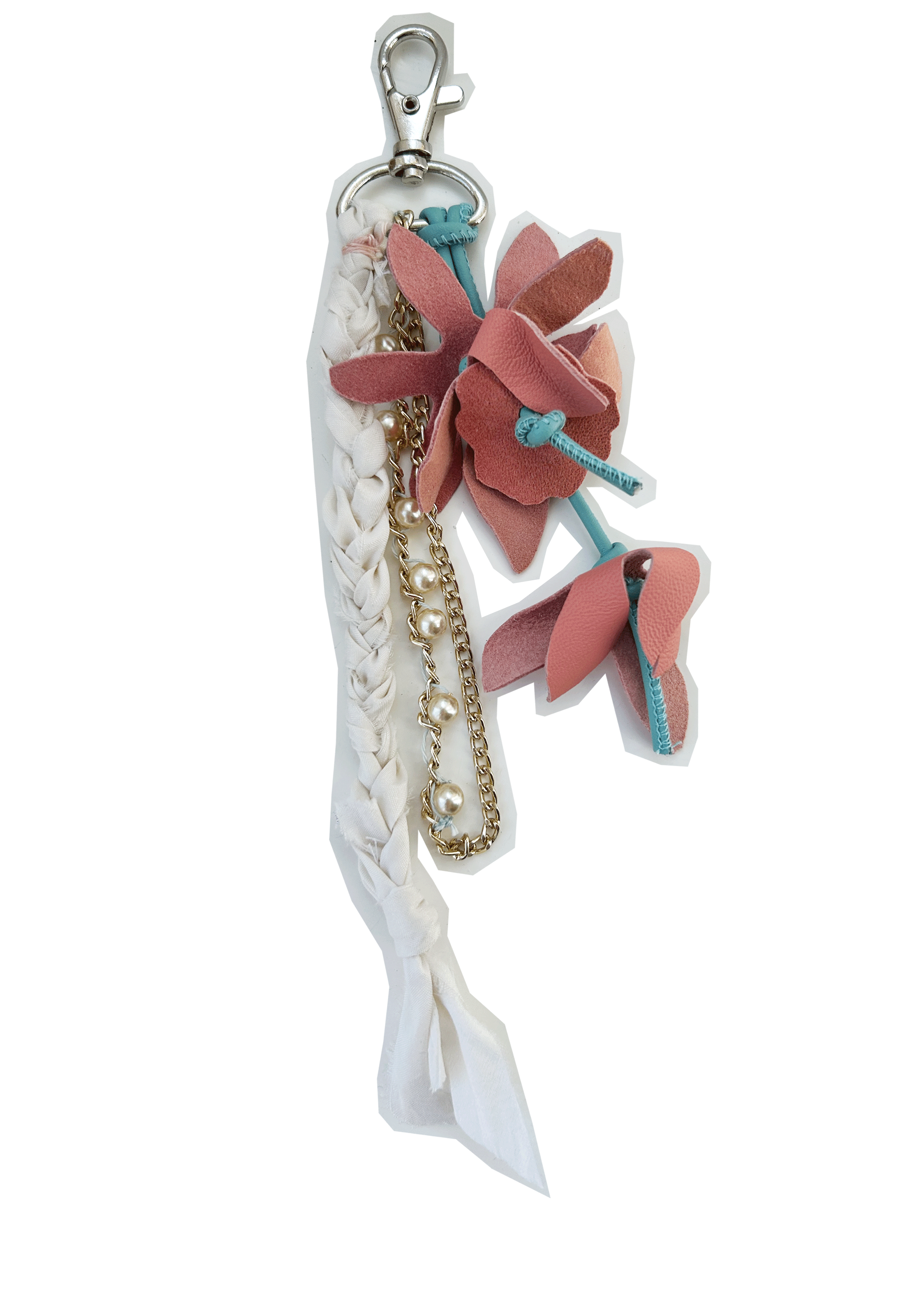 SPRING Beaded and leather keyring