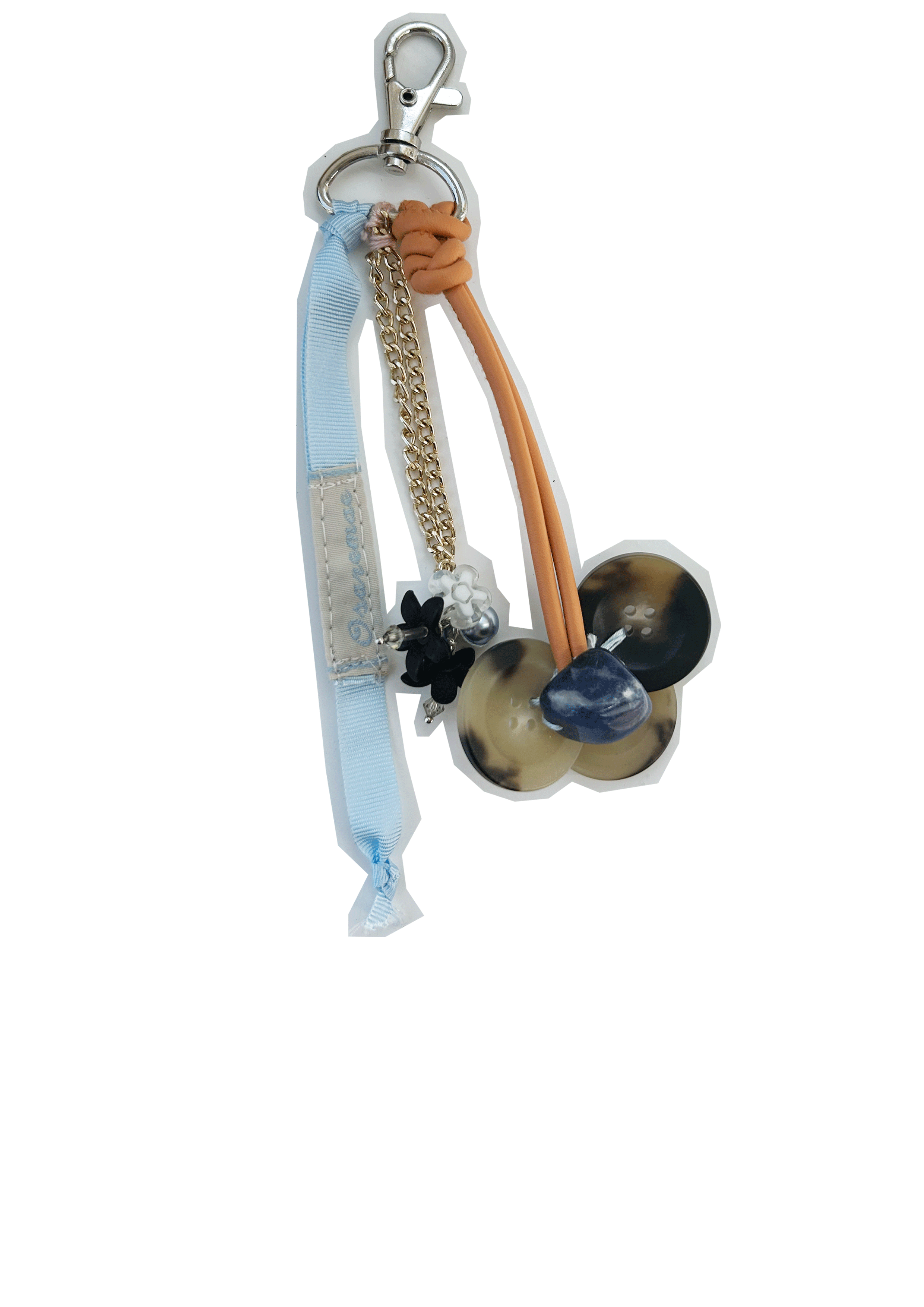 BUTTON Beaded and leather keyring