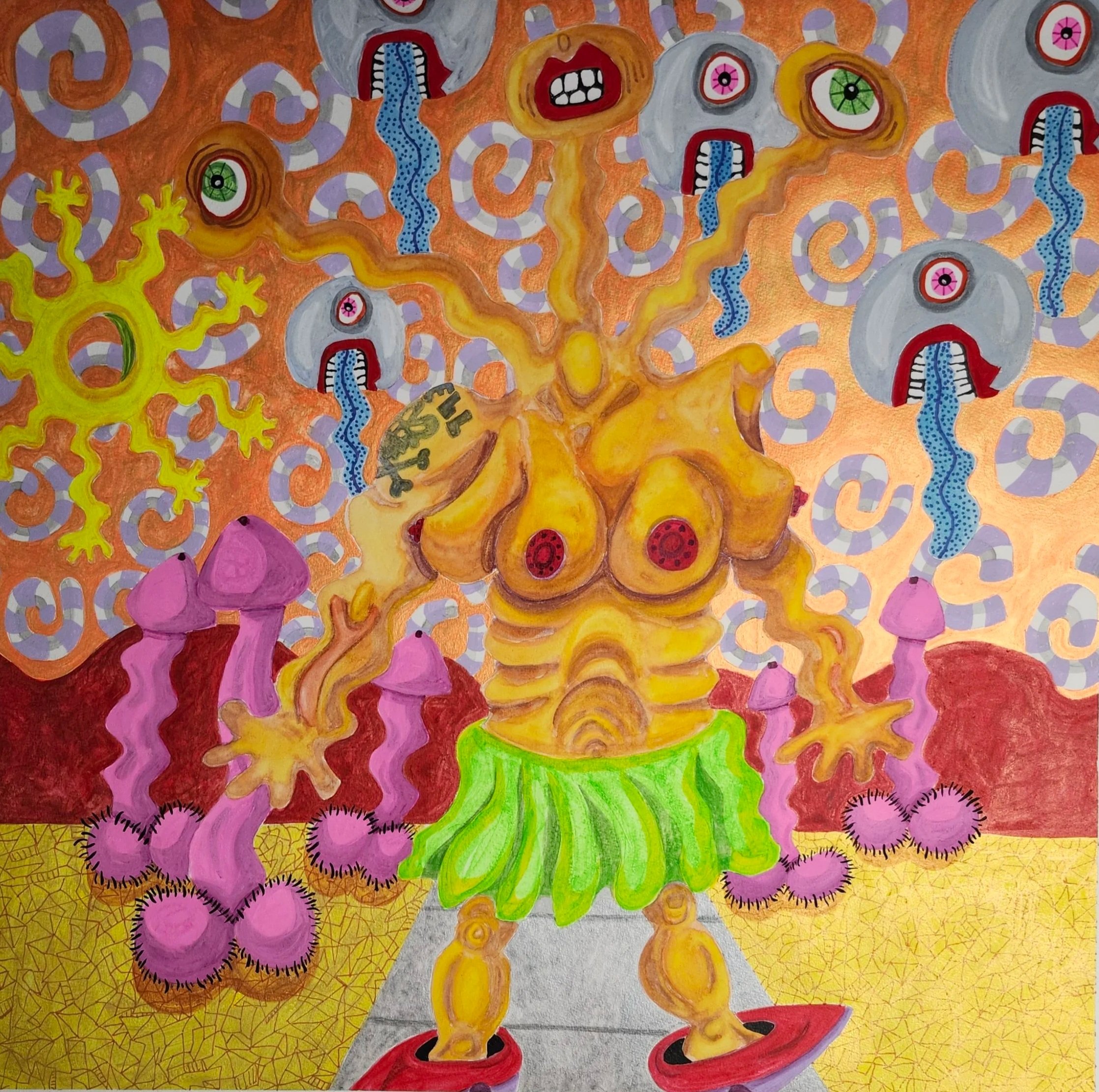 Hell Bitch | 2024 | Watercolor, Tempera | 24 x 24