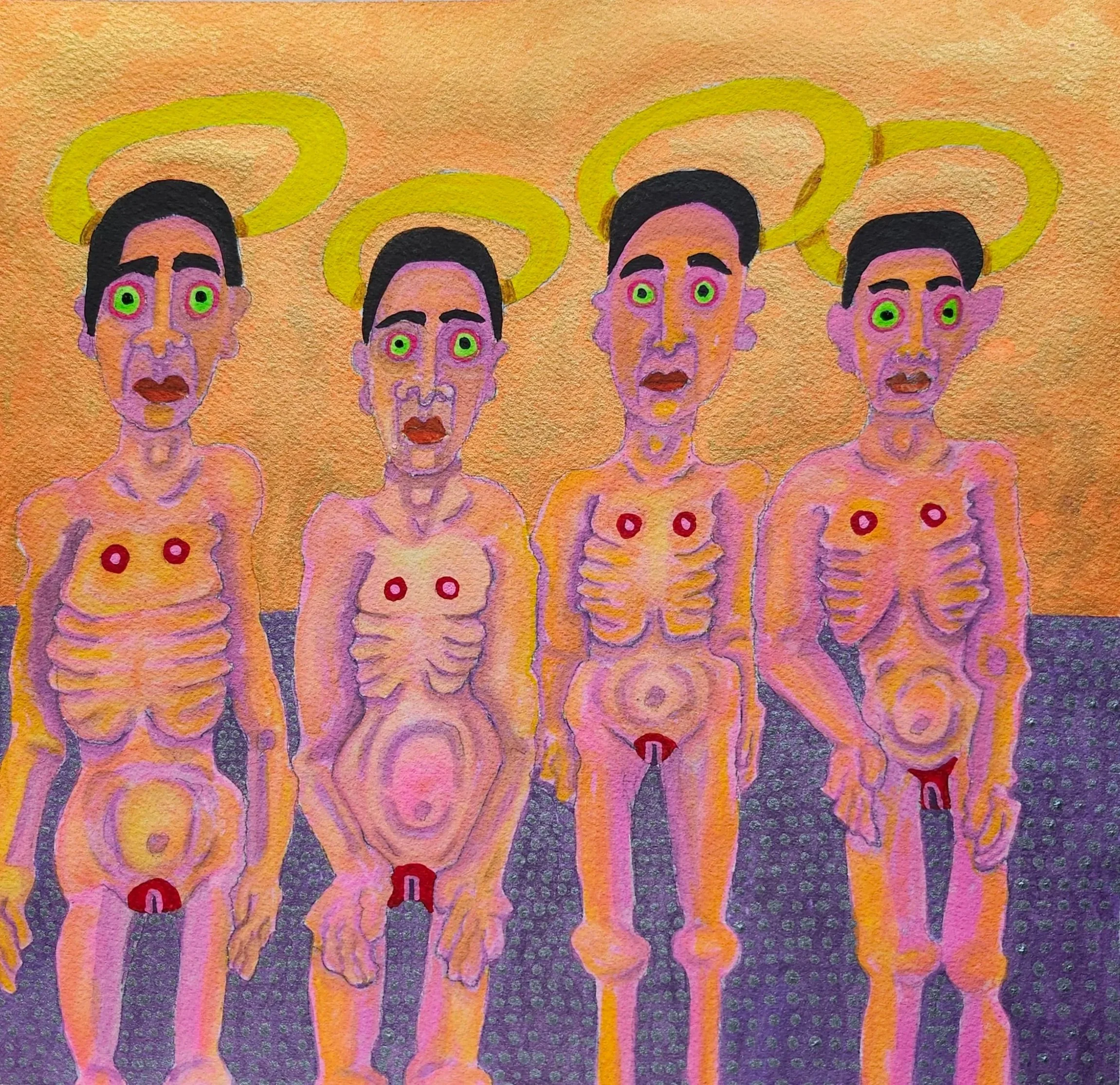 Tortured Holy Saints | 2025 | Watercolor, Tempera | 12x 12
