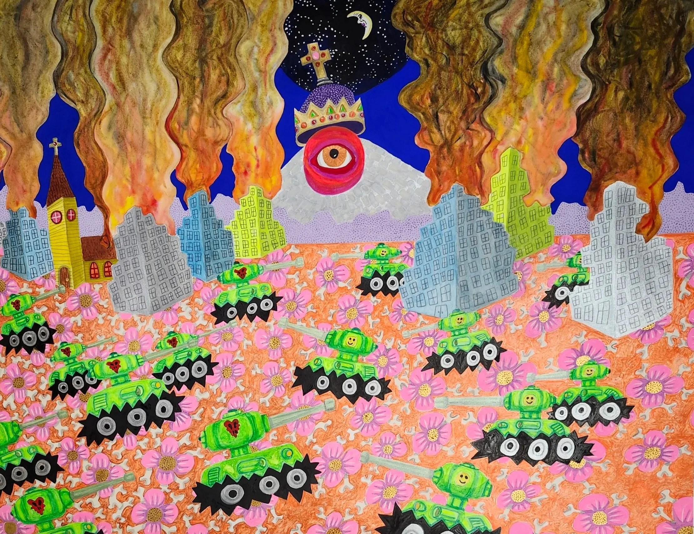 Another Day on Planet Earth | 2024 | Watercolor, Tempera | 39 x 29