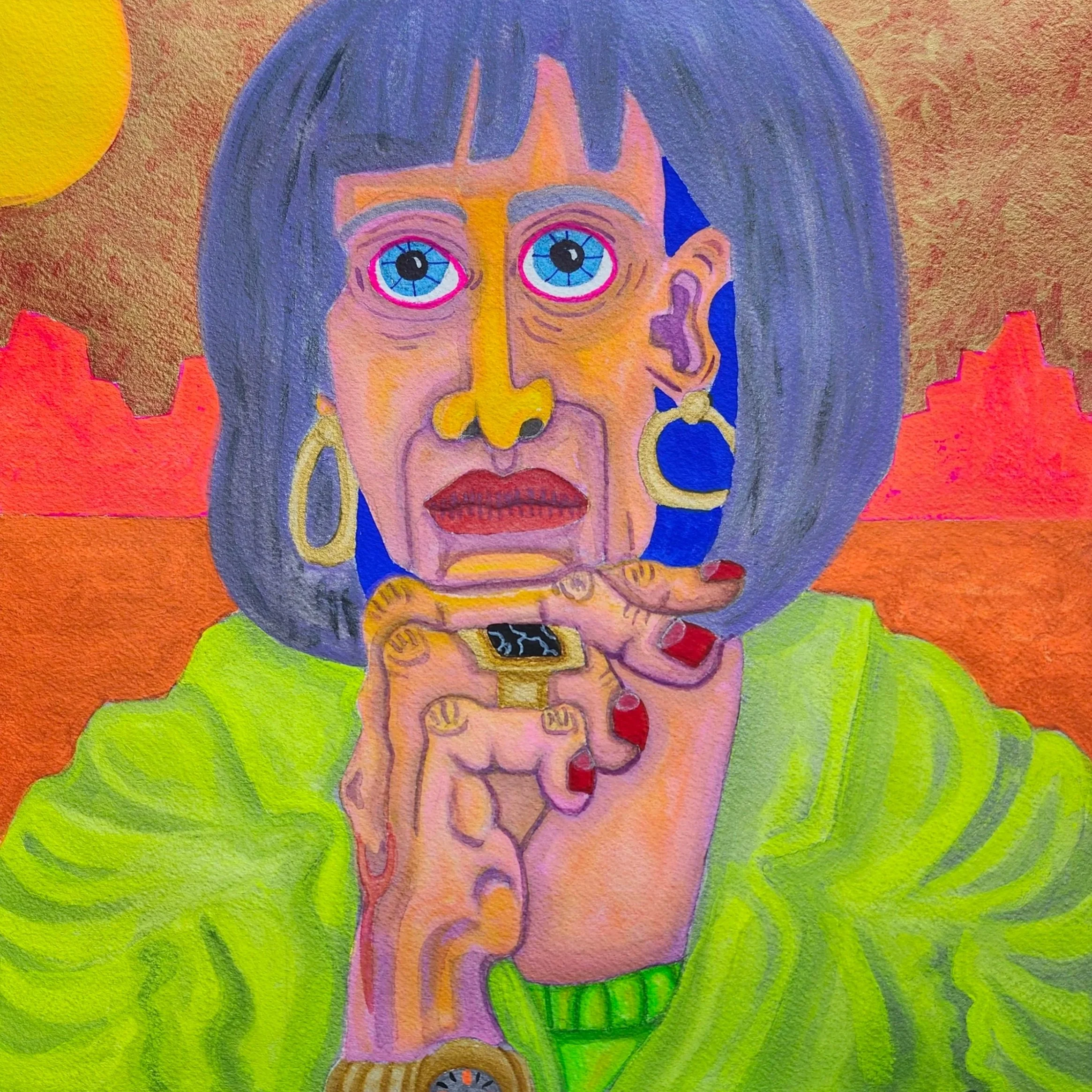 Spring Portrait #5 | 
2025 | 
Watercolor, Tempera | 
12 x 12