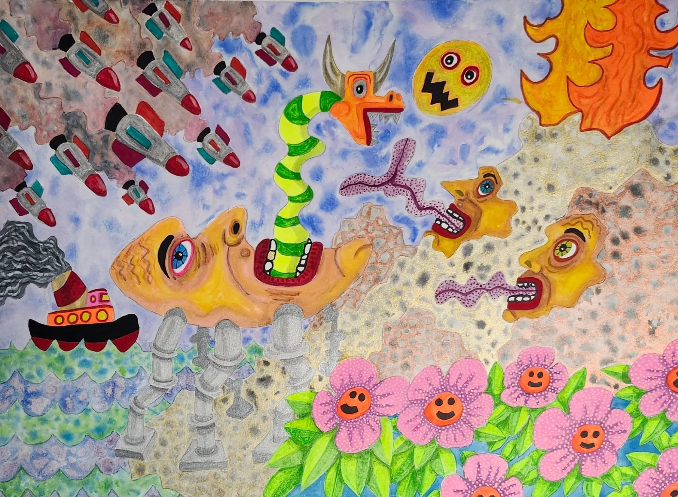 It Came Ashore | 2025 | Watercolor, Tempera | 18 x 24