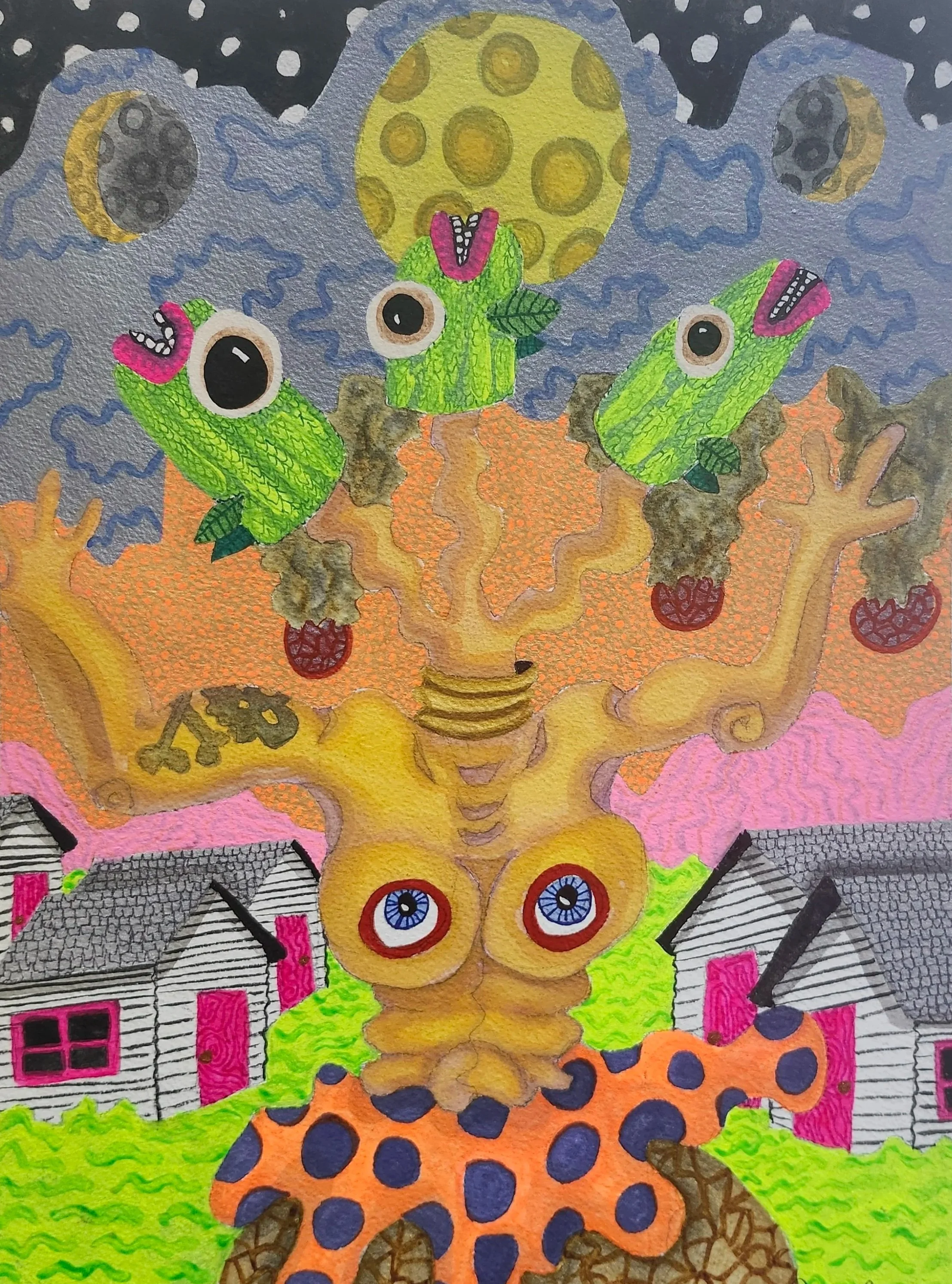 I Guess She's A Pisces | 2025 | Watercolor, Tempera | 12 x 16