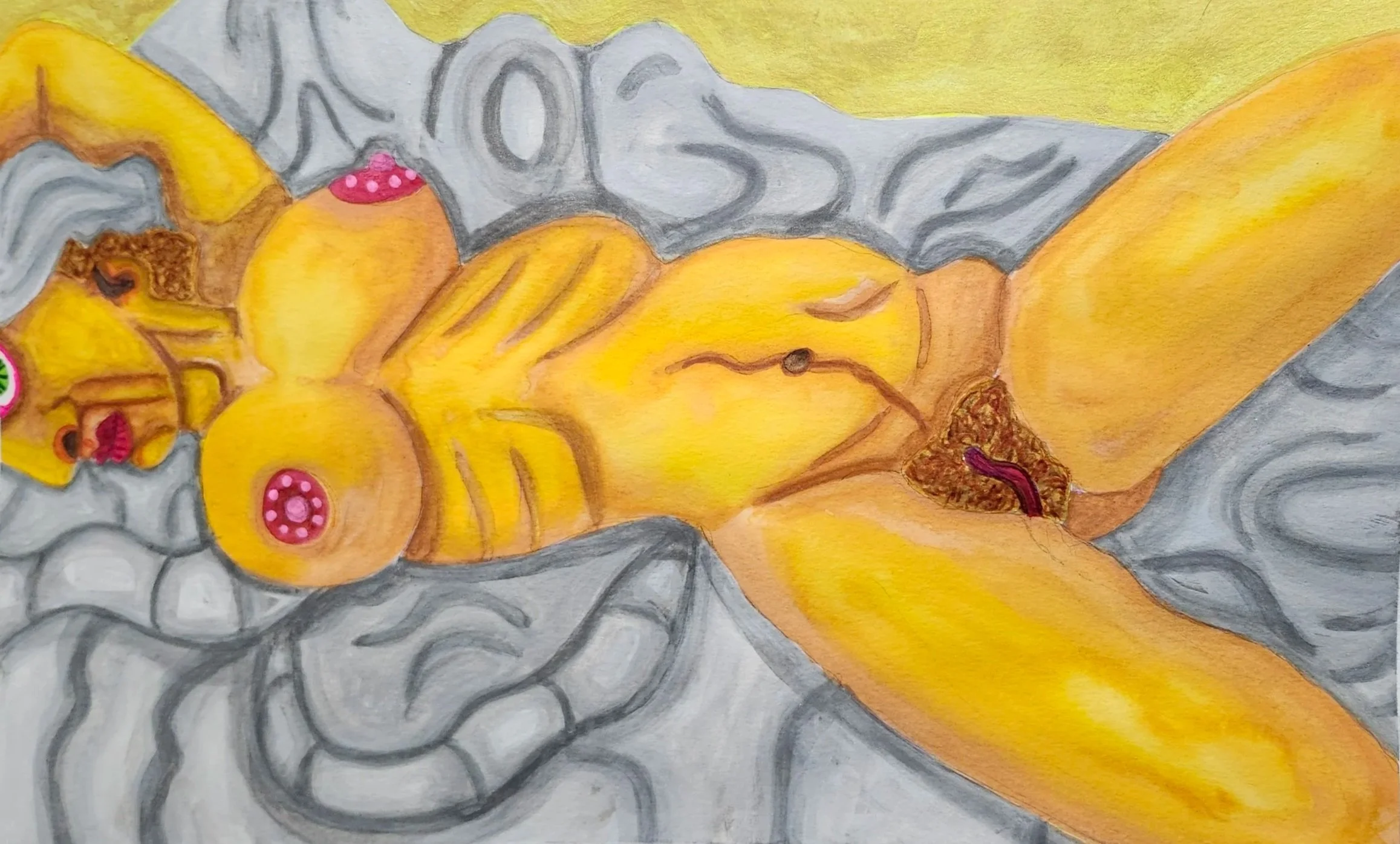 Brigitte | 2025 | Watercolor, Tempera | 12 x 18