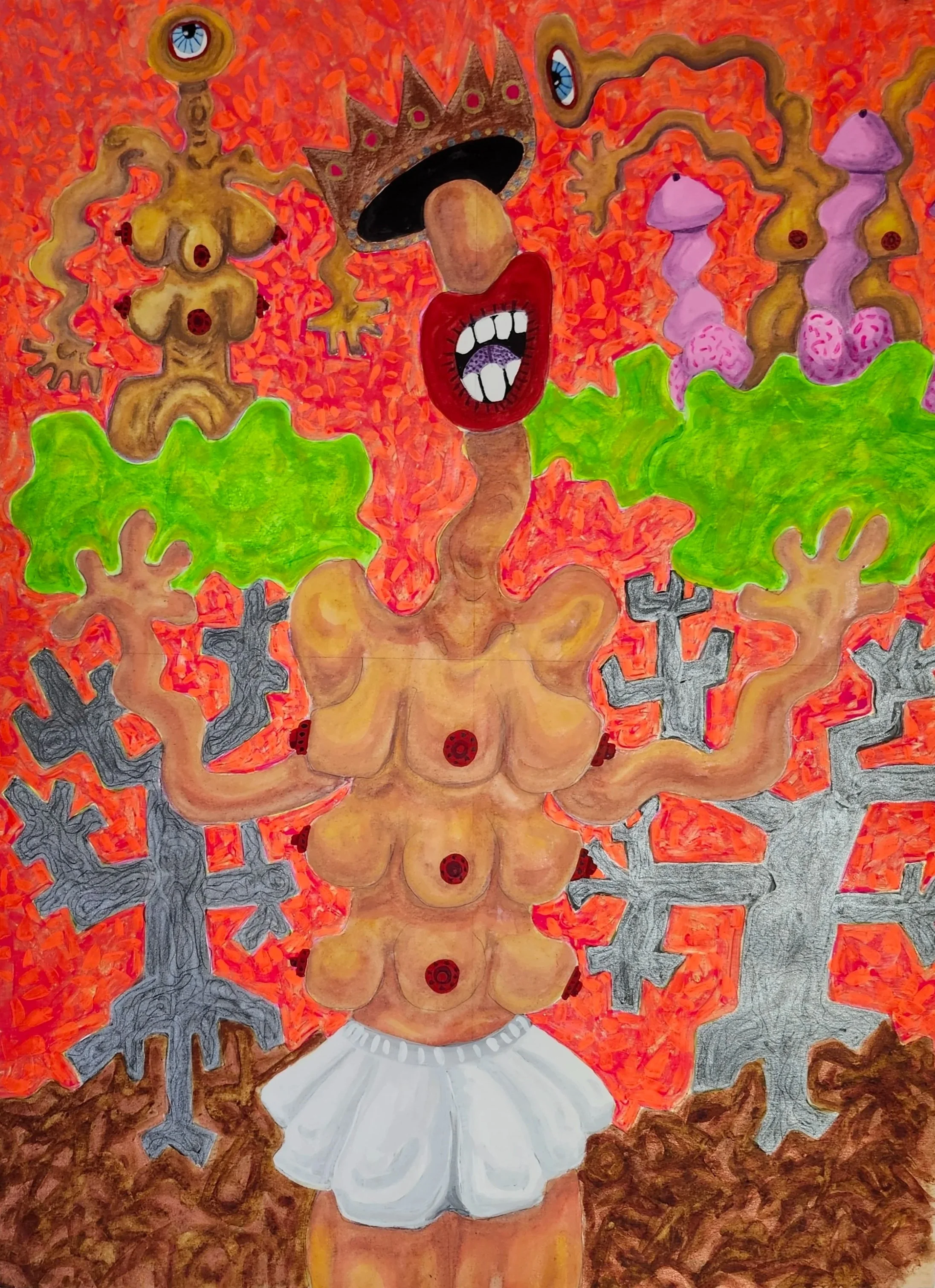 Untitled, Summer Studio | 2024 | Watercolor, Tempera, Ink | 18 x 25