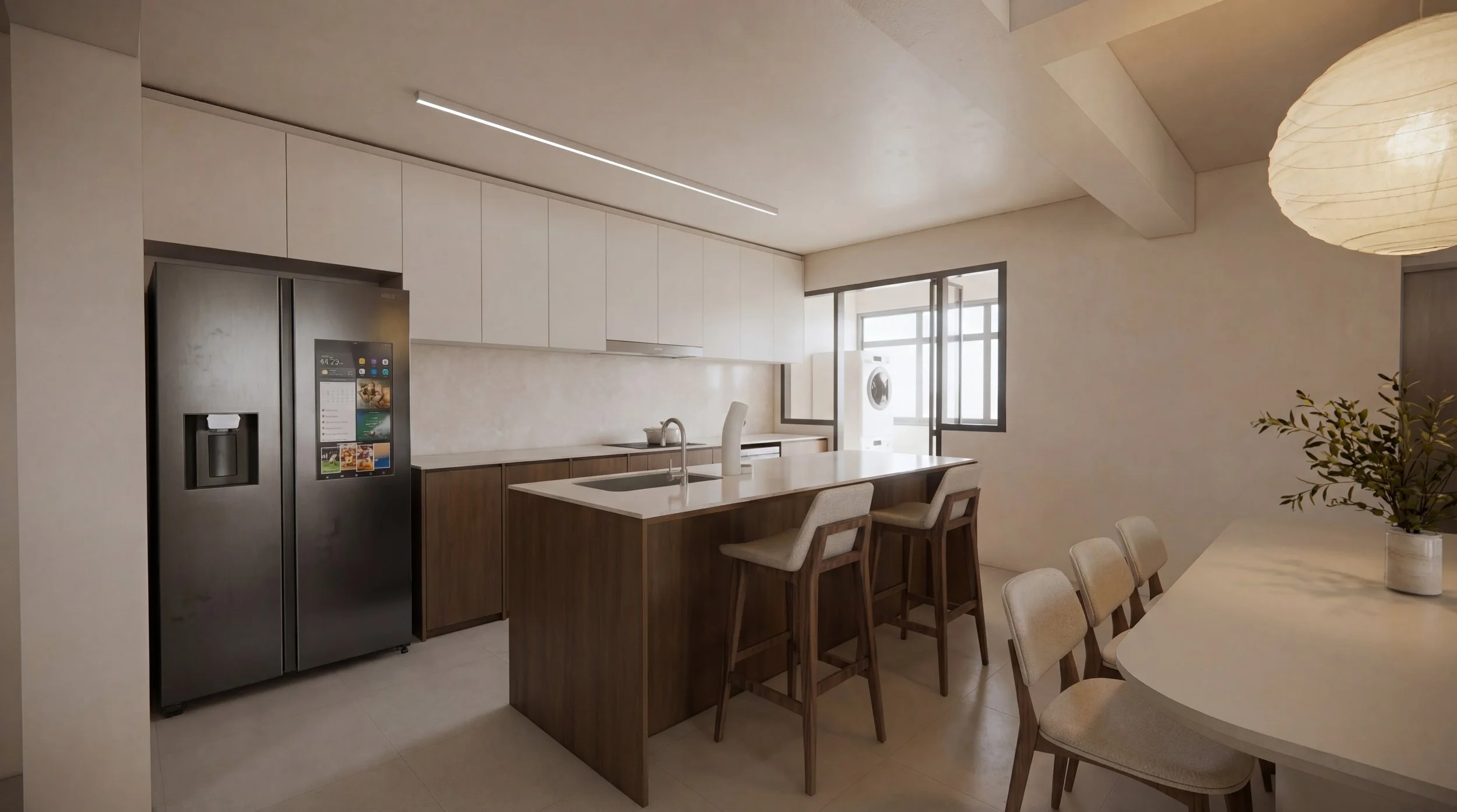 Explore this modern Japandi home designed by Built Different Studio in Singapore. Featuring open, welcoming spaces, natural textures, and greenery, this interior blends minimalism with warmth—perfect for homeowners who love to host.