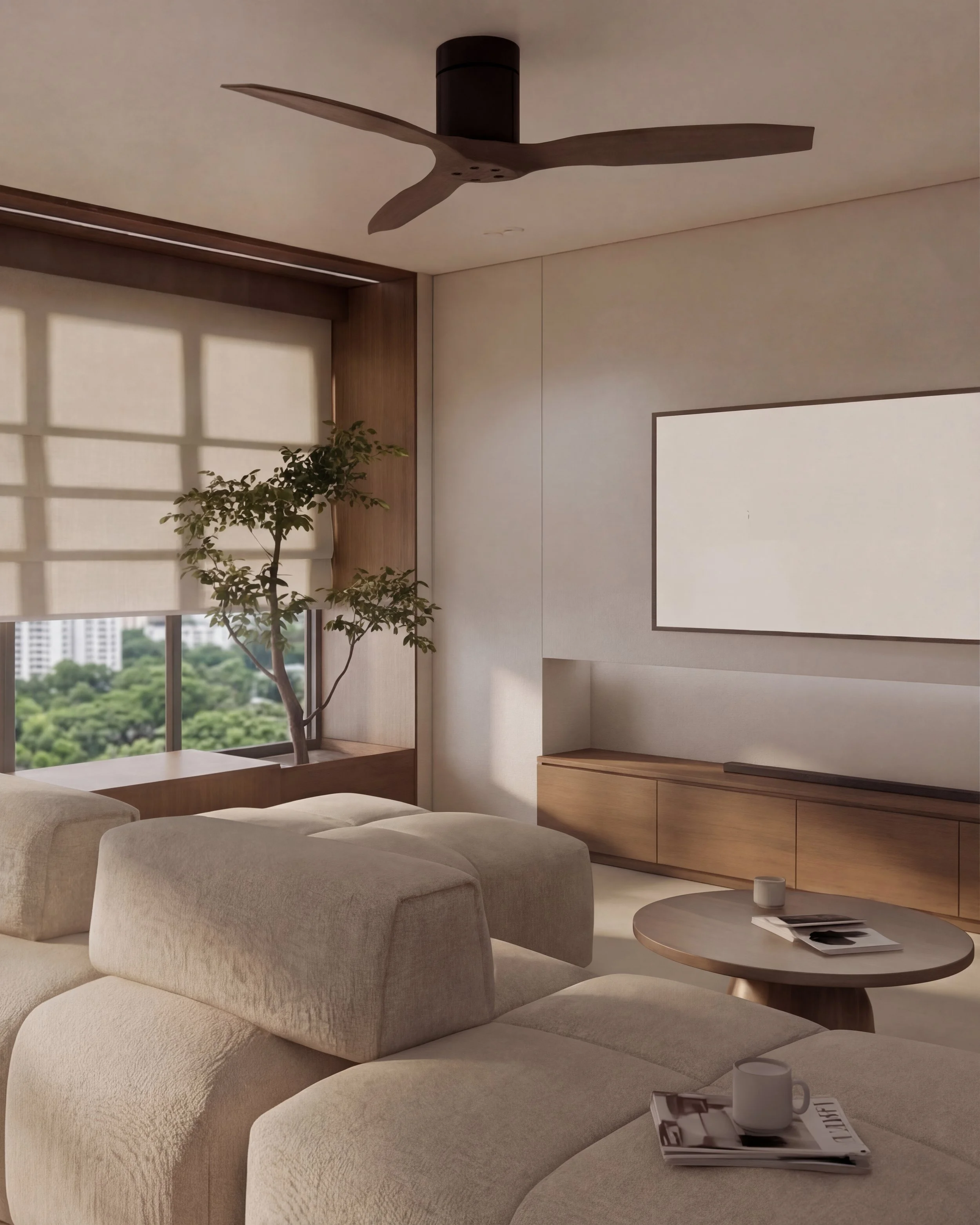 Explore this modern Japandi home designed by Built Different Studio in Singapore. Featuring open, welcoming spaces, natural textures, and greenery, this interior blends minimalism with warmth—perfect for homeowners who love to host.