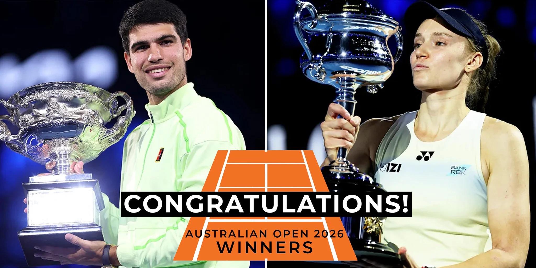 Australian Open 2026 Winners Carlos Alcaraz and Elena Rybakina