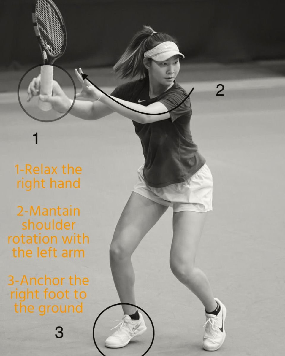Contemporary tennis forehand stroke, combining power, spin and control