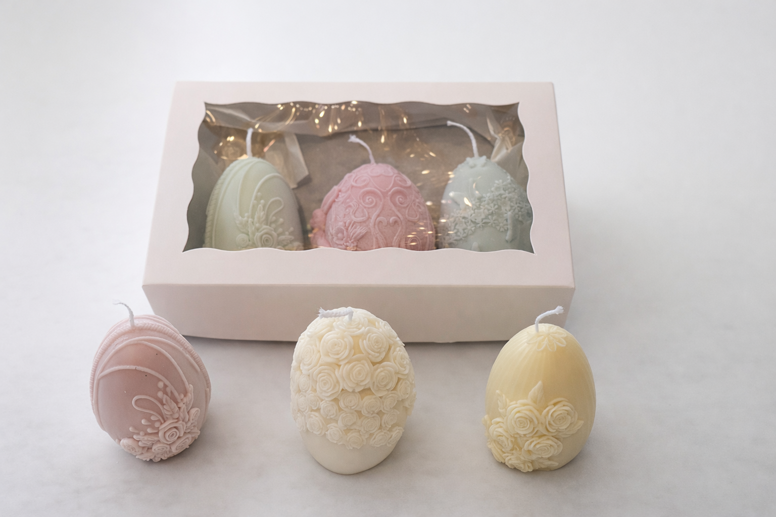 Luxury Easter Egg Candle Gift Set – 3 Decorative Soy Egg Candles | Handcrafted in Connecticut