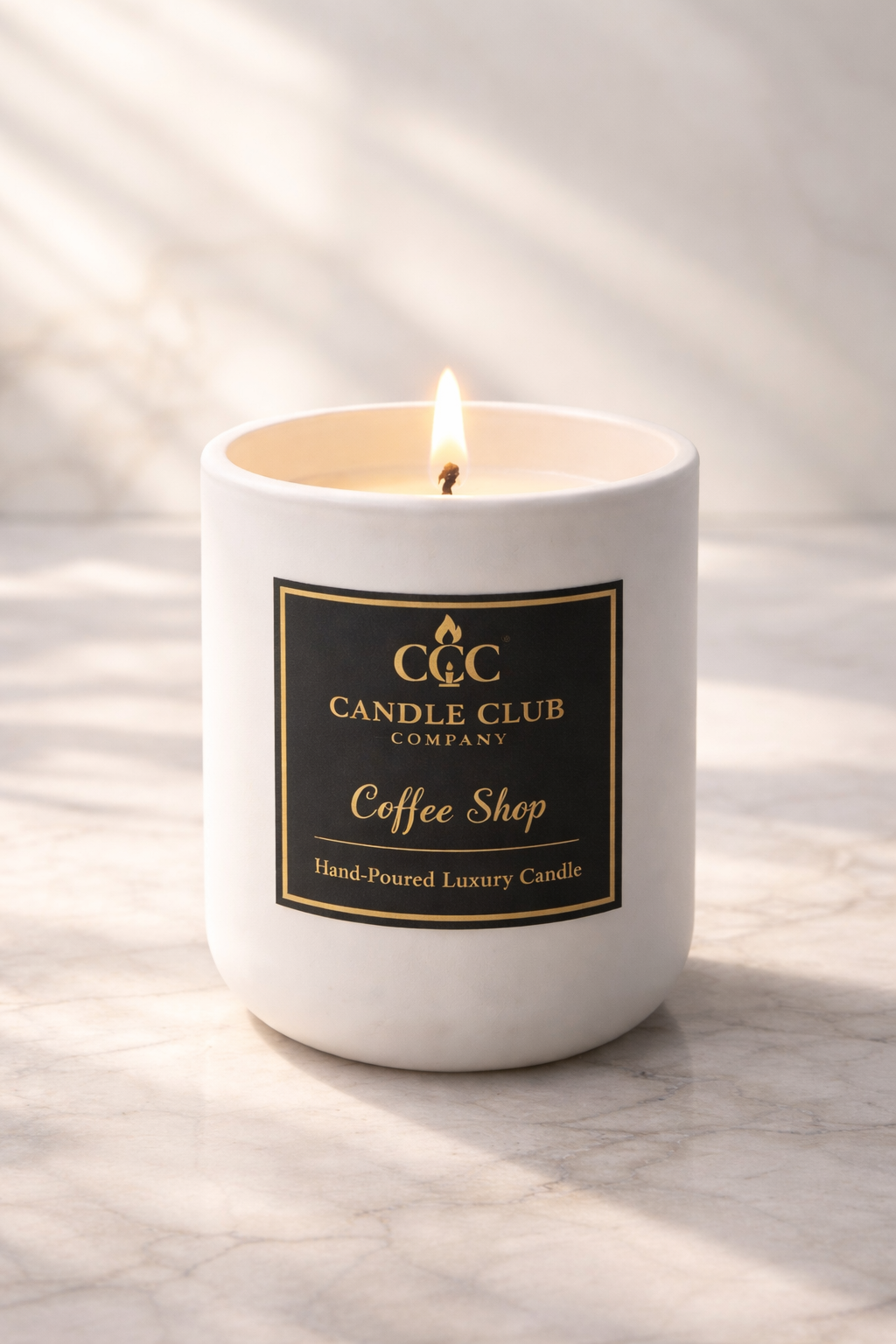 White ceramic luxury soy candle hand-poured in Connecticut clean aesthetic home decor candle