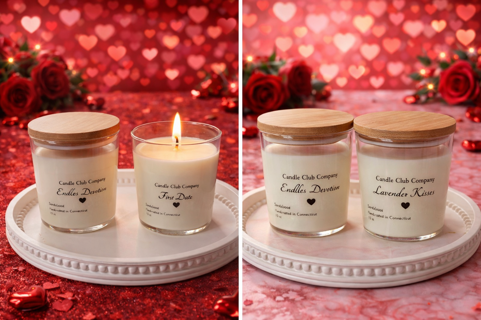 Handmade Valentine’s Day soy candle 10 oz glass jars candle designed for romantic gifts and home decor