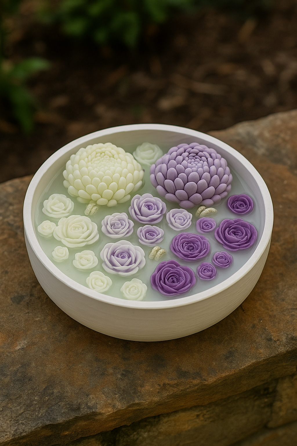 Botanical floral candle bowl decorative centerpiece