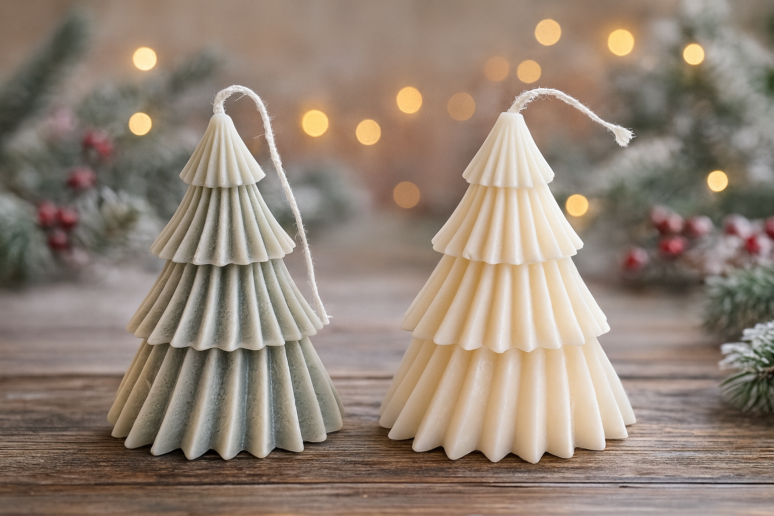 “Tree-shaped soy wax Christmas candle — handmade festive décor by Candle Club Company USA”