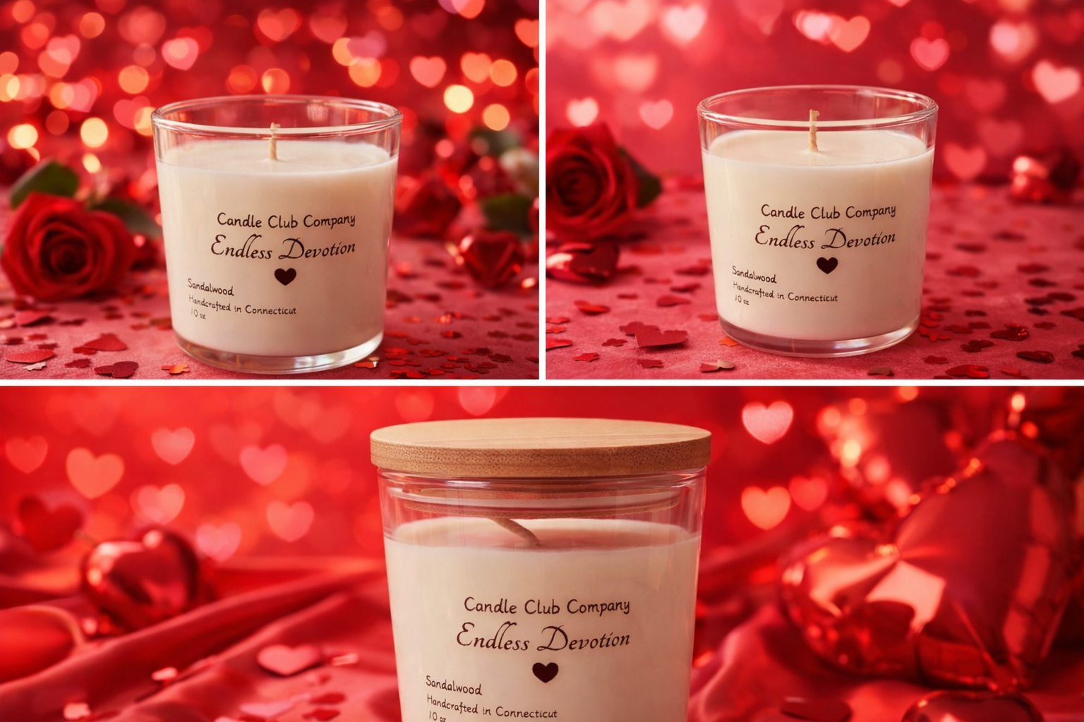 Romantic Valentine candle labeled Forever Yours by Candle Club Company