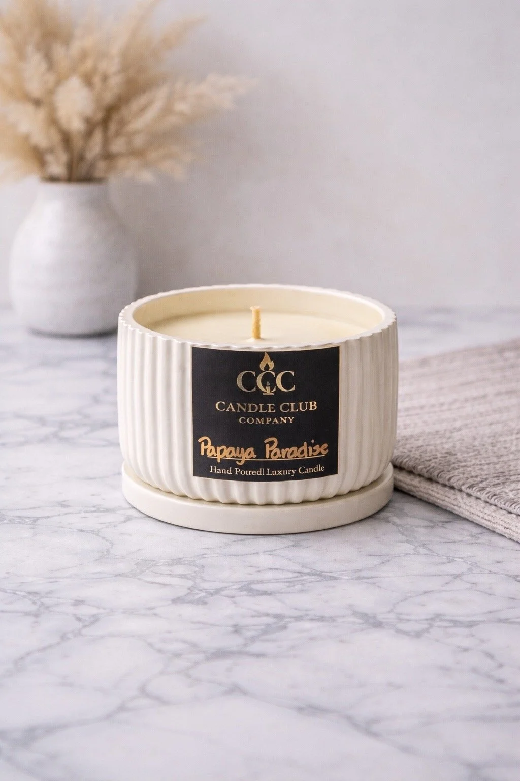 Luxury Soy Candle – Minimalist Ribbed Vessel (Hand-Poured in Connecticut)