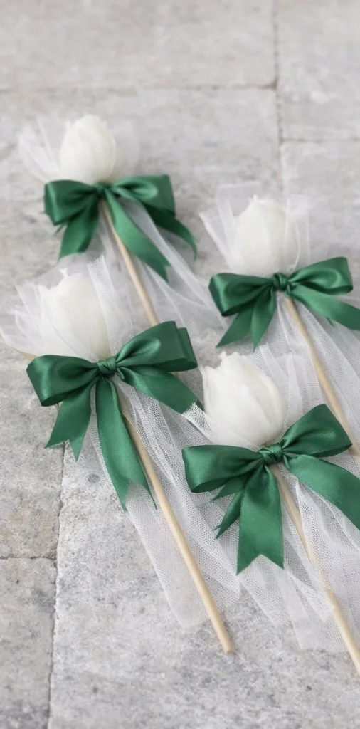 Handcrafted tulip candle favors for weddings in Connecticut