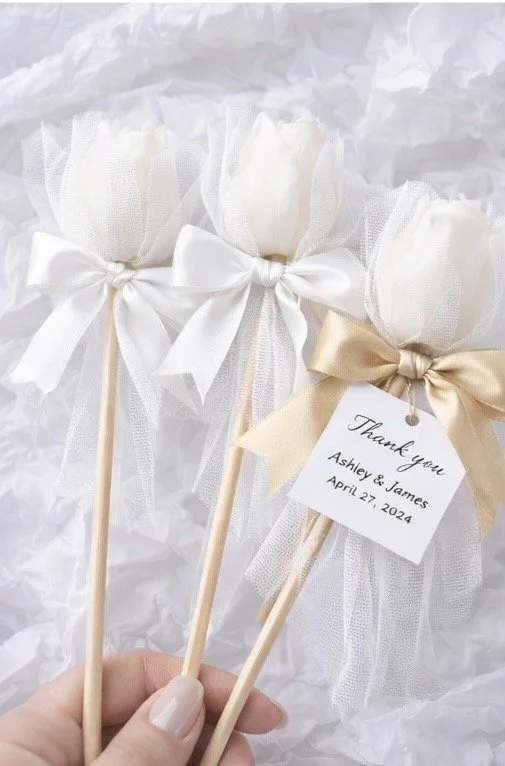 Elegant bridal shower tulip candle favors handcrafted