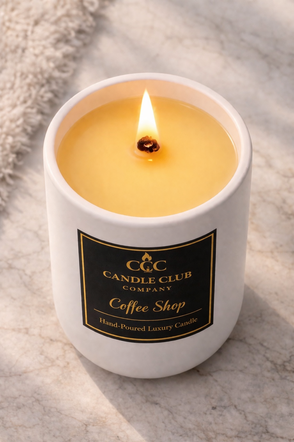 Luxury soy candle in modern vessel hand-poured Connecticut elegant minimalist candle design