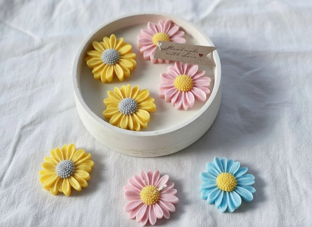 “Artisan floral candle bowl — soy wax flowers for farmhouse and wedding décor USA”