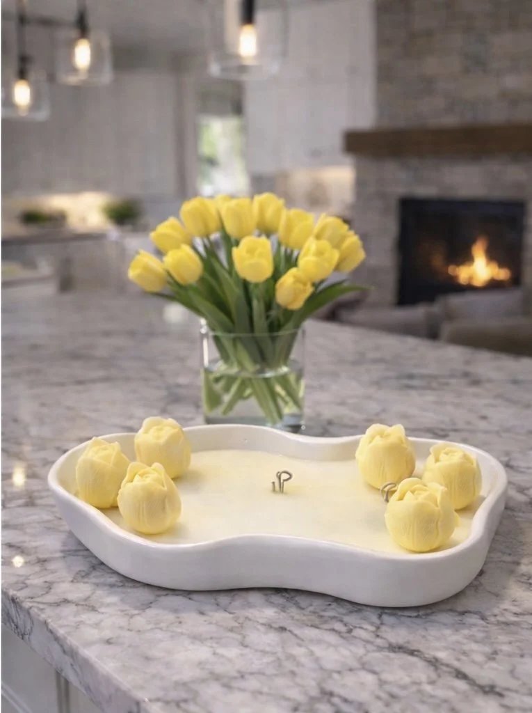 Ethereal Bloom Tray Candle – Handmade Sculptural Soy Candle