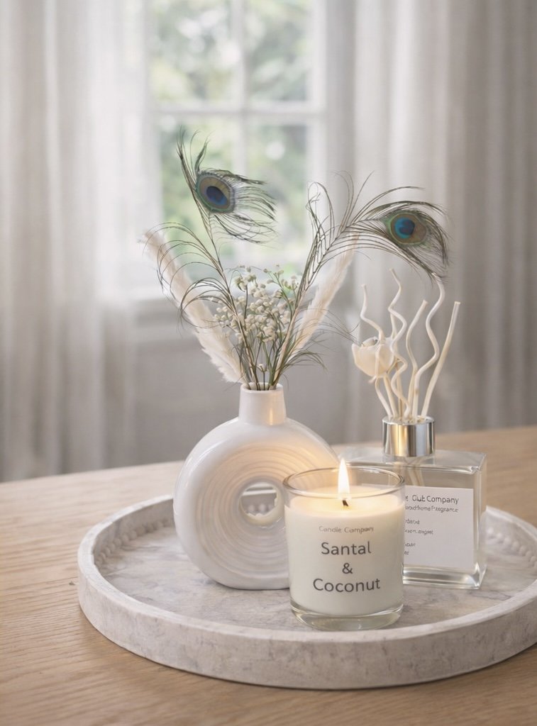 Luxury home fragrance gift set featuring soy candle, reed diffuser and decorative vase