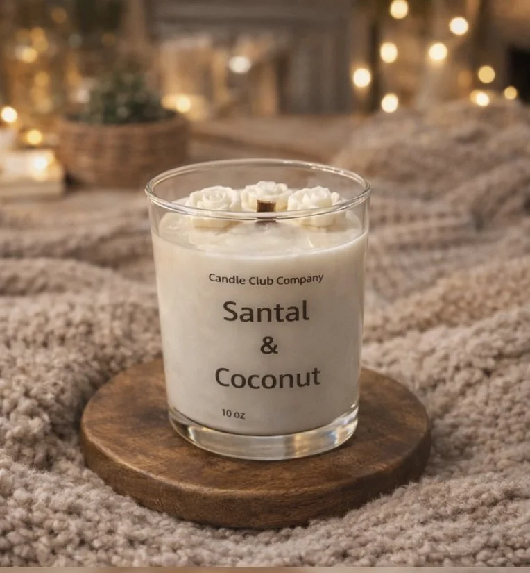 Timeless Glow wooden wick candle 10 oz hand-poured soy candle by Candle Club Company