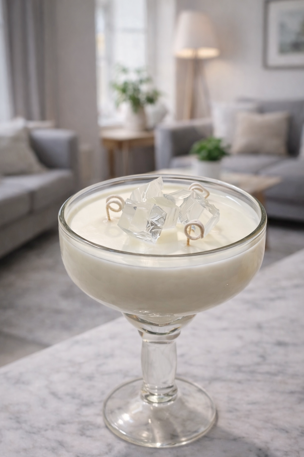 Decorative martini glass soy candle for luxury home décor