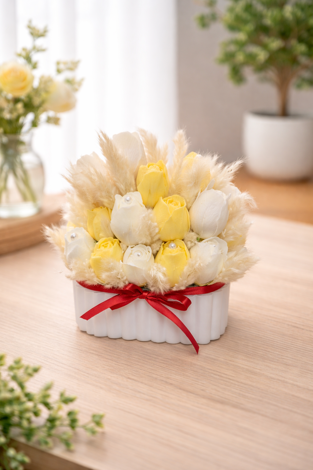 white-purple-tulip-candle-arrangement-candle-club-company