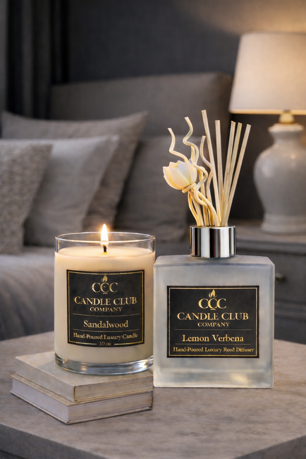luxury reed diffuser bedroom nightstand neutral decor candle club company home fragrance styling