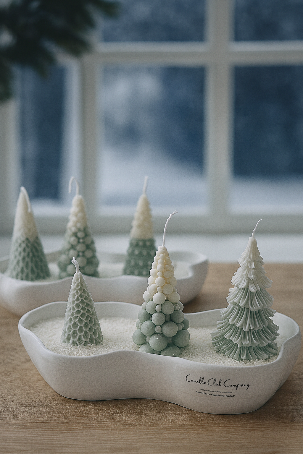 “Handmade Christmas tree soy candles winter village set – Candle Club Company USA”