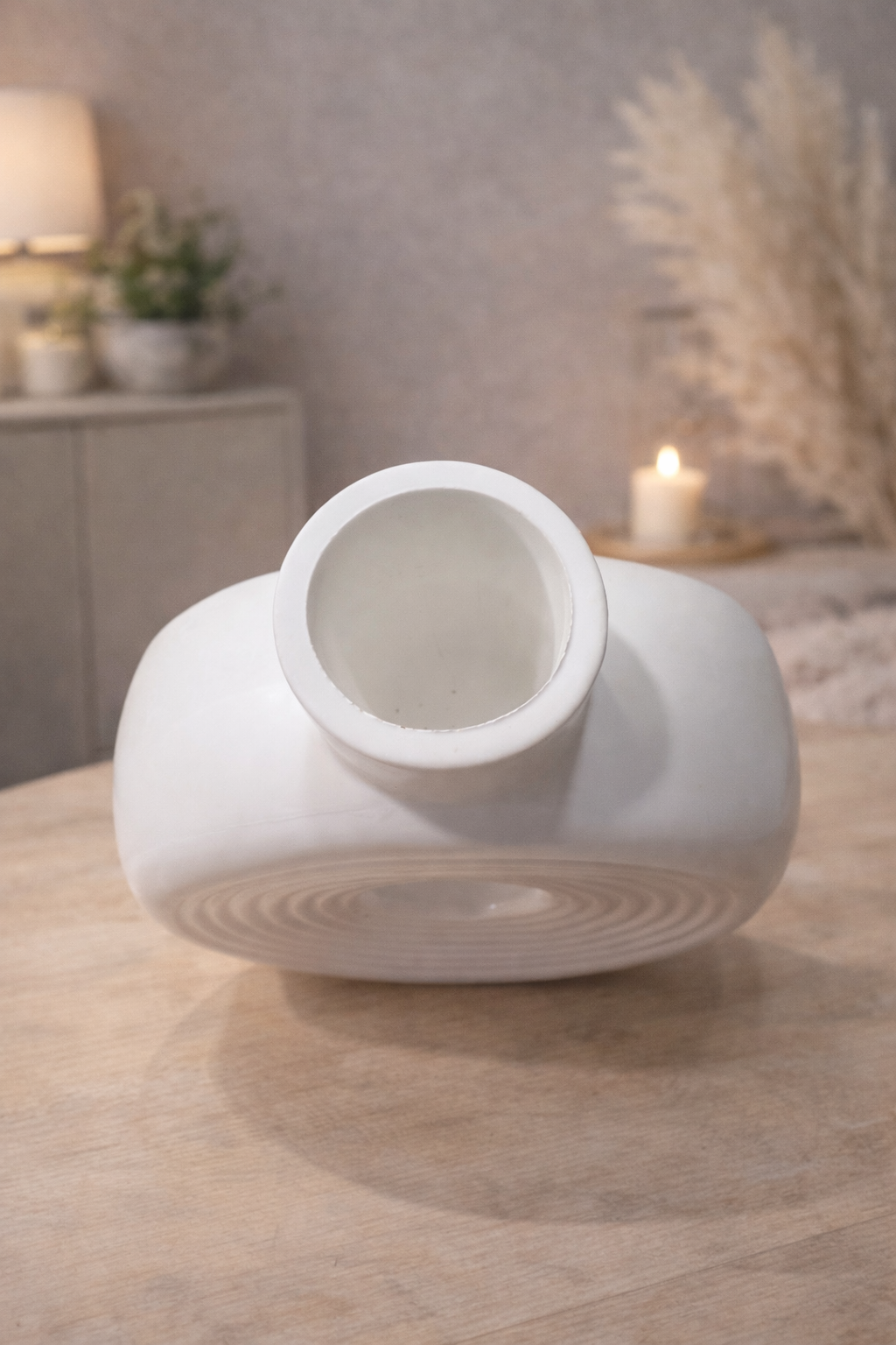 Contemporary round ceramic vase for modern living room