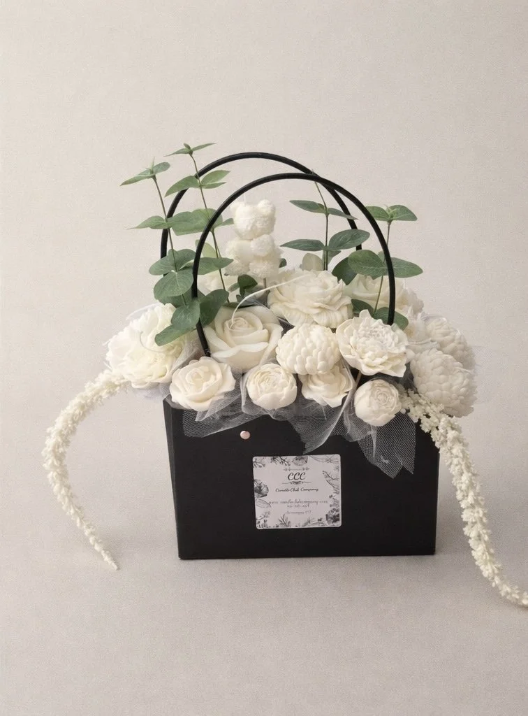 Luxury ivory candle bouquet floral arrangement handmade candle gift