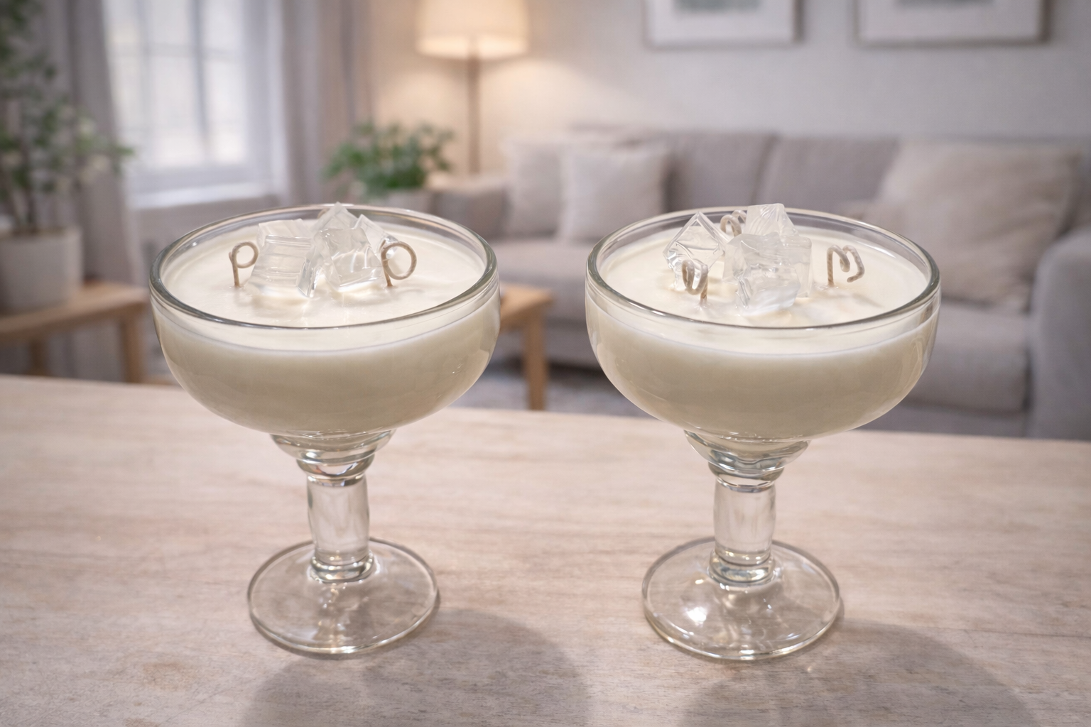 Luxury cocktail glass soy candle with crystal ice design, handmade in Connecticut