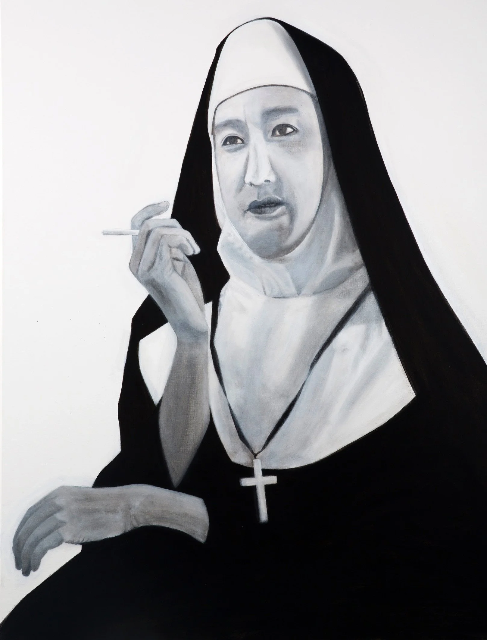 Nun self-portrait
2021
Ink, graphite and acrylic on canvas
5” x 3”