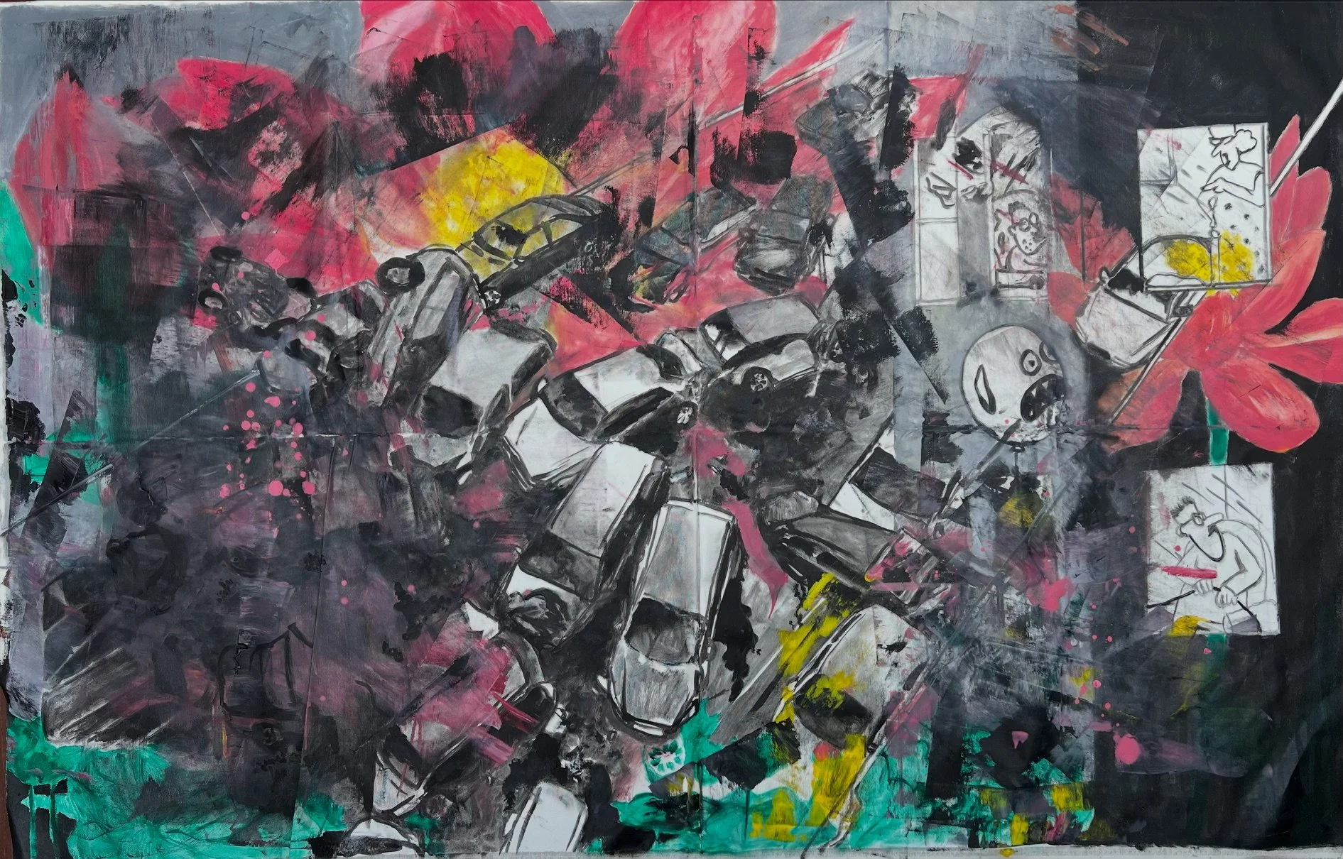Car Crash #1 
San Francisco, 2022. 
Oil on canvas 
3.5 ft x 5 ft
